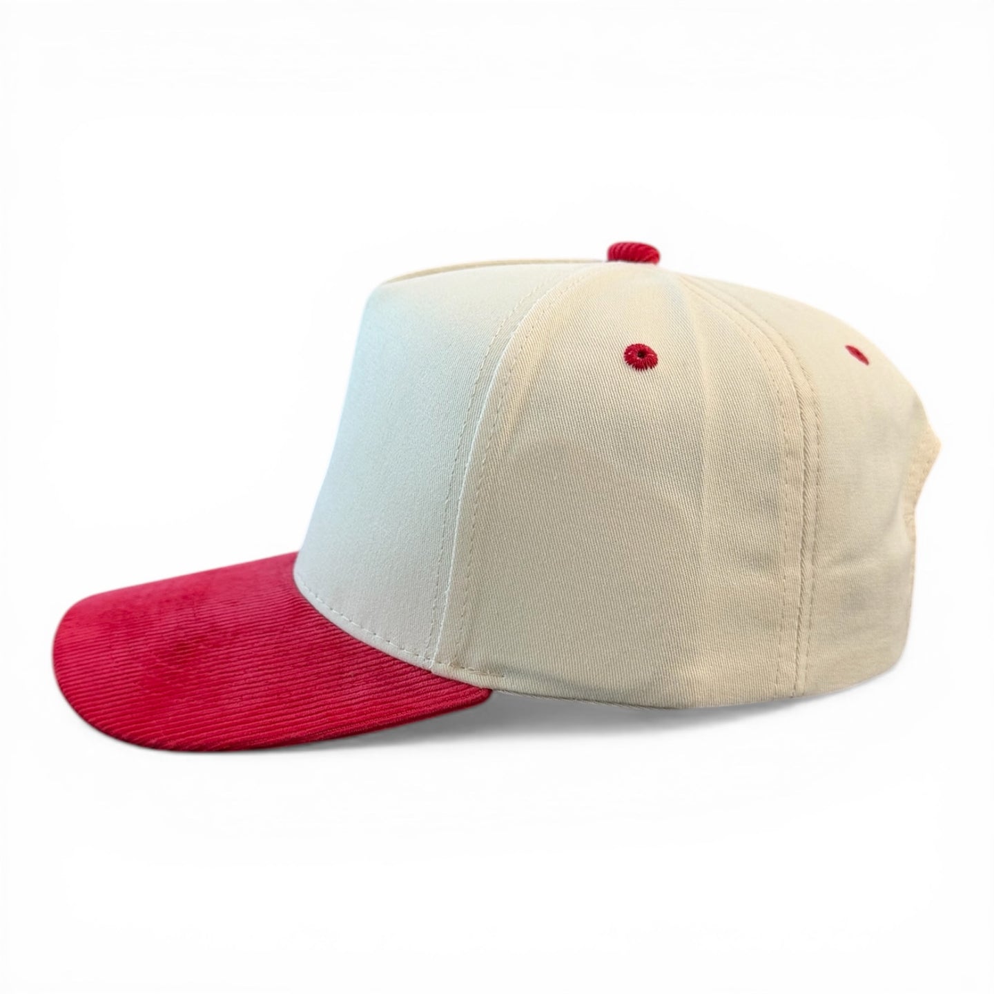 Cream/Red Corduroy Hat