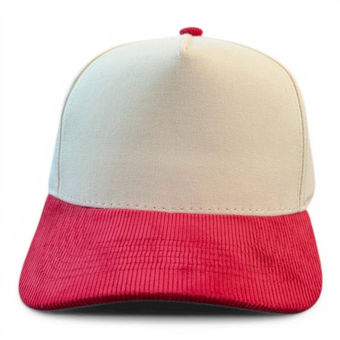 Cream/Red Corduroy Hat