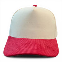 Cream/Red Corduroy Hat
