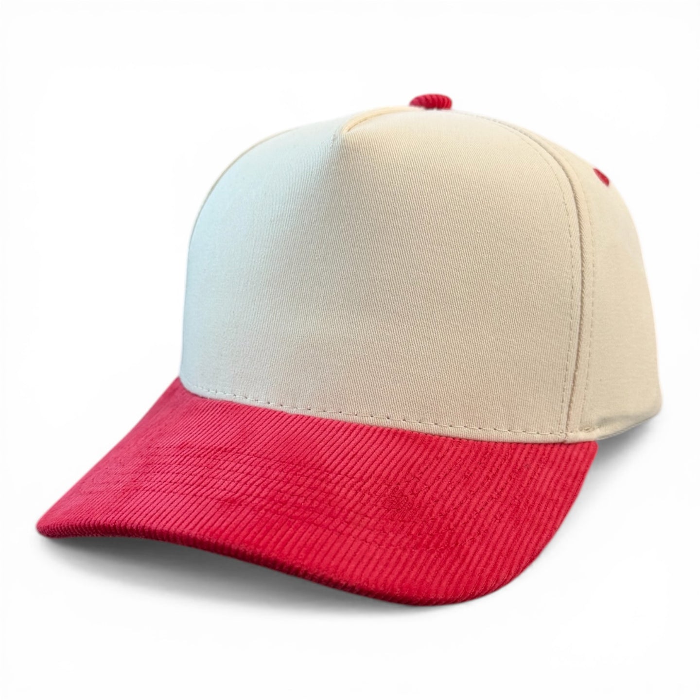 Cream/Red Corduroy Hat