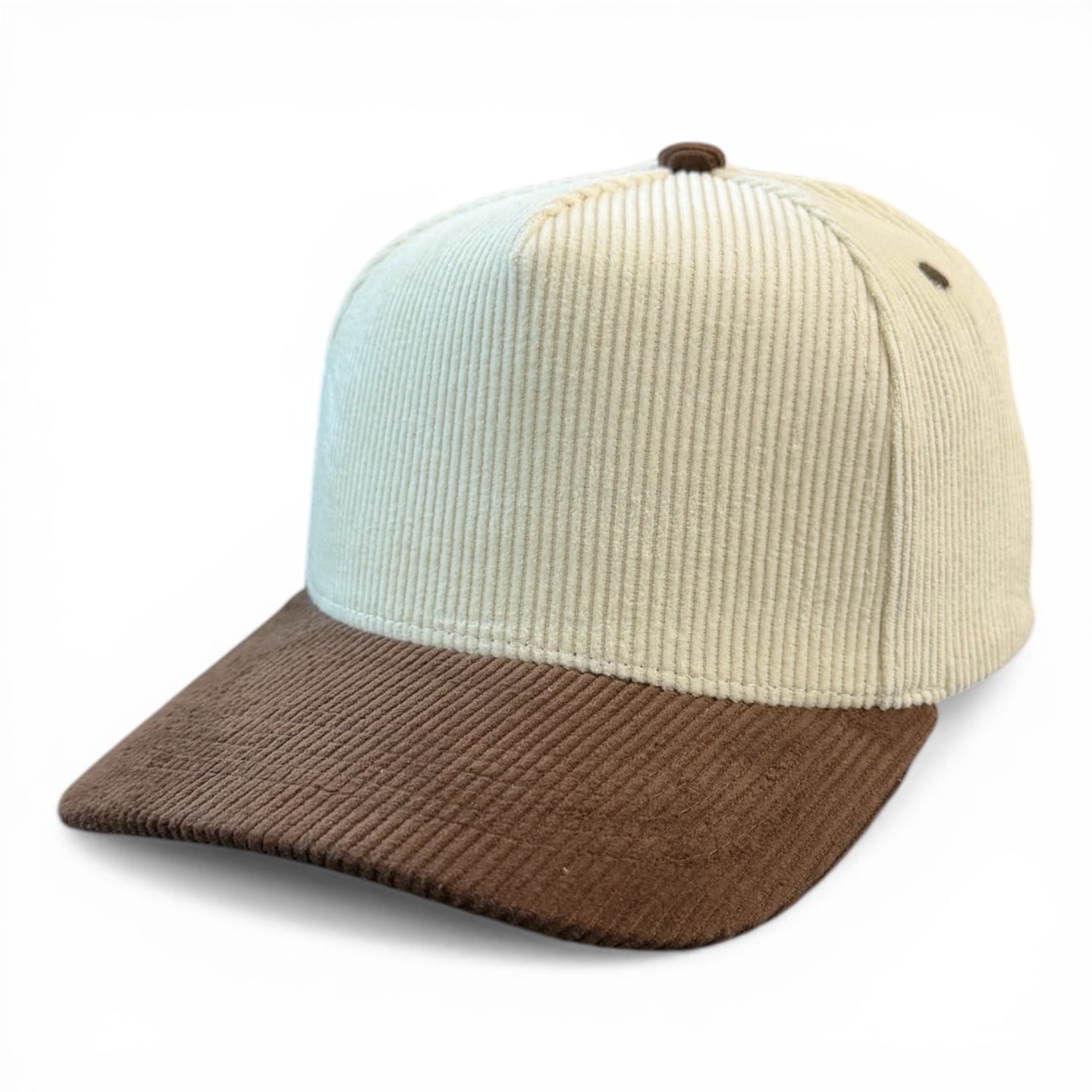 Cream/Brown Corduroy Hat