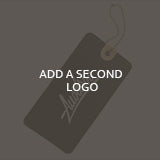 Image of a product tag with the text 'ADD A SECOND LOGO' for customization options.